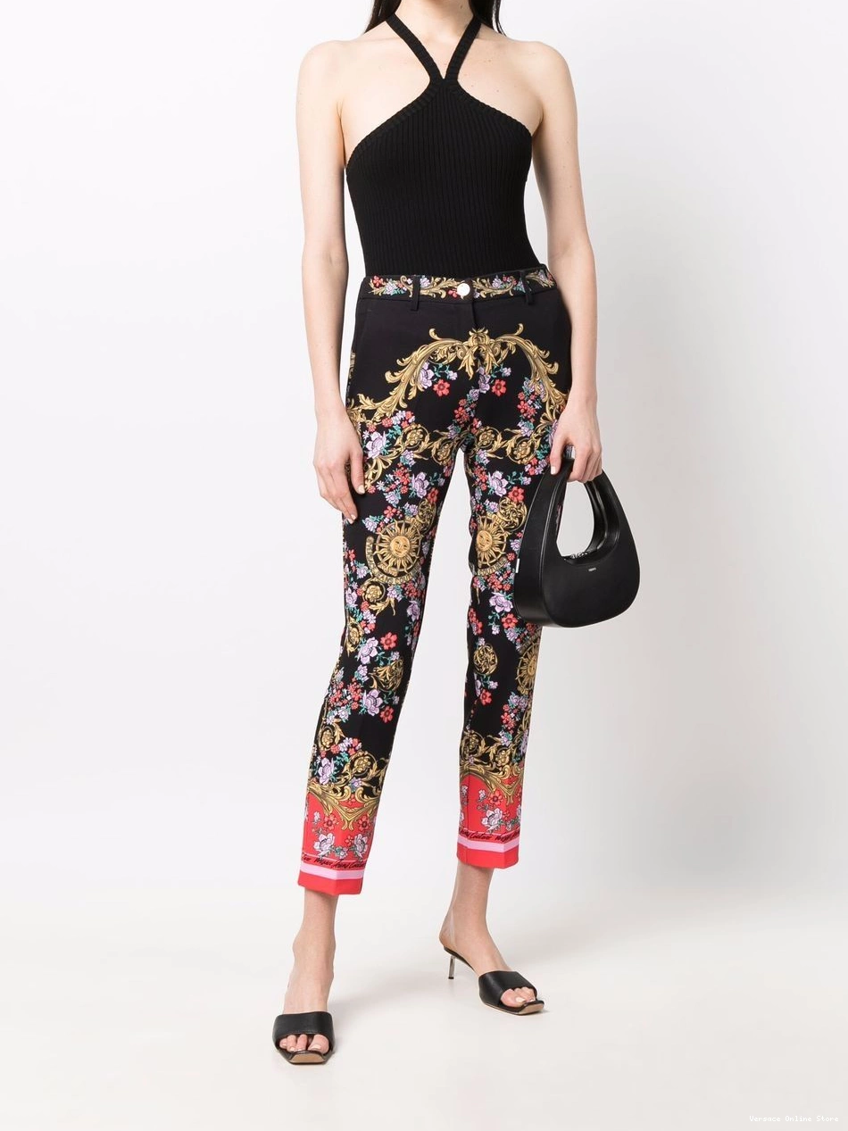 Affordable Women fitted print trousers Couture Versace Jeans baroque 0803